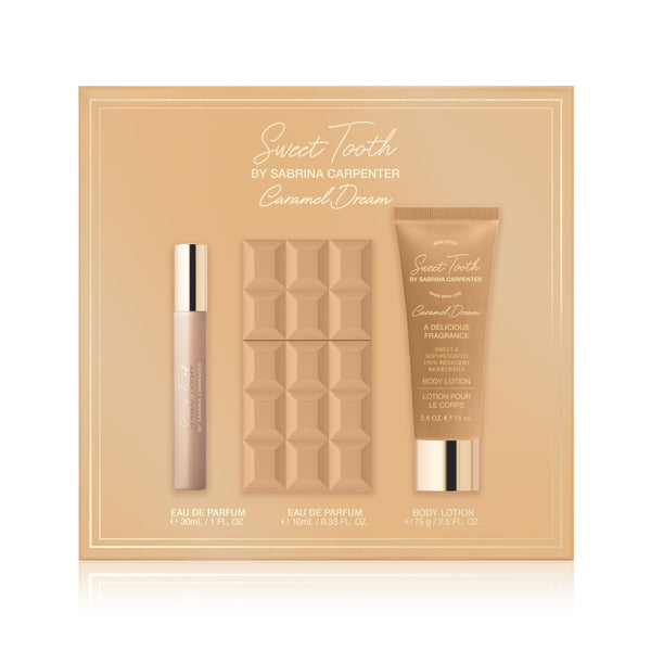 Sabrina Carpenter Sabrina Carpenter Caramel Dream Gift Set - EDP 30ml, Travel Spray 10ml, Body Lotion 75ml at Glorious Beauty