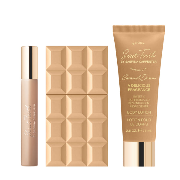 Sabrina Carpenter Sabrina Carpenter Caramel Dream Gift Set - EDP 30ml, Travel Spray 10ml, Body Lotion 75ml at Glorious Beauty