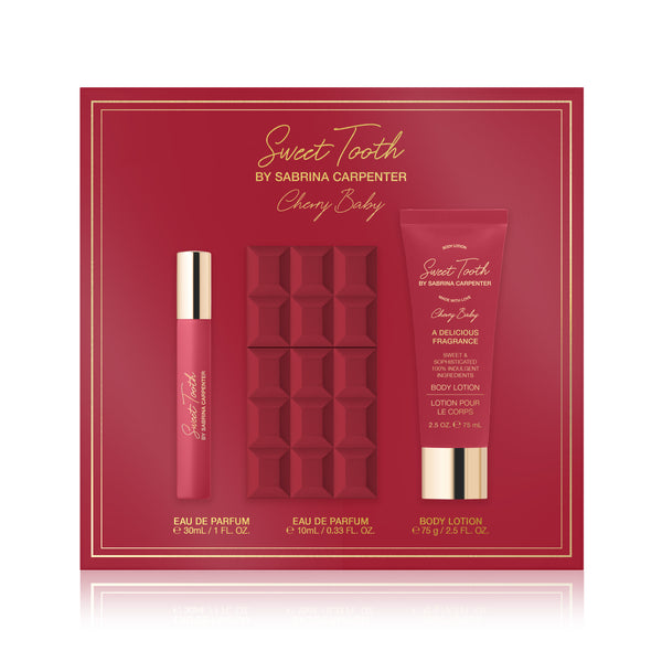 Sabrina Carpenter Sabrina Carpenter Cherry Baby Gift Set - 30ml EDP, 10ml Travel Spray, 75ml Body Lotion at Glorious Beauty