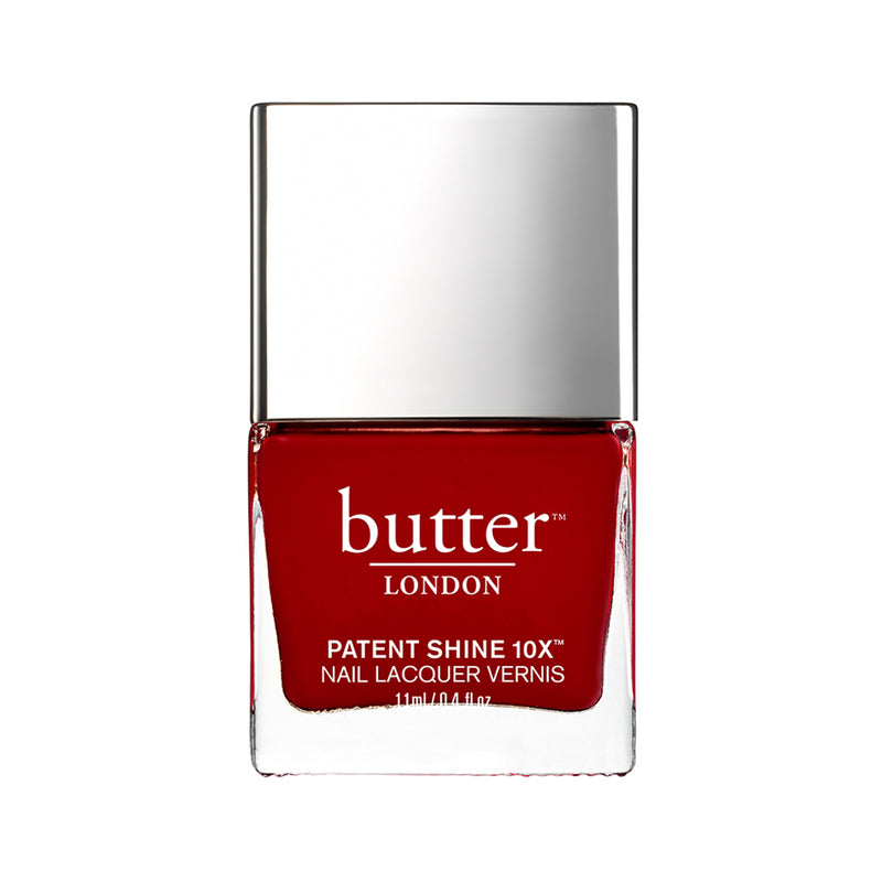 butter LONDON UK Patent Shine 10X Nail Lacquer Her Majesty's Red at Glorious Beauty